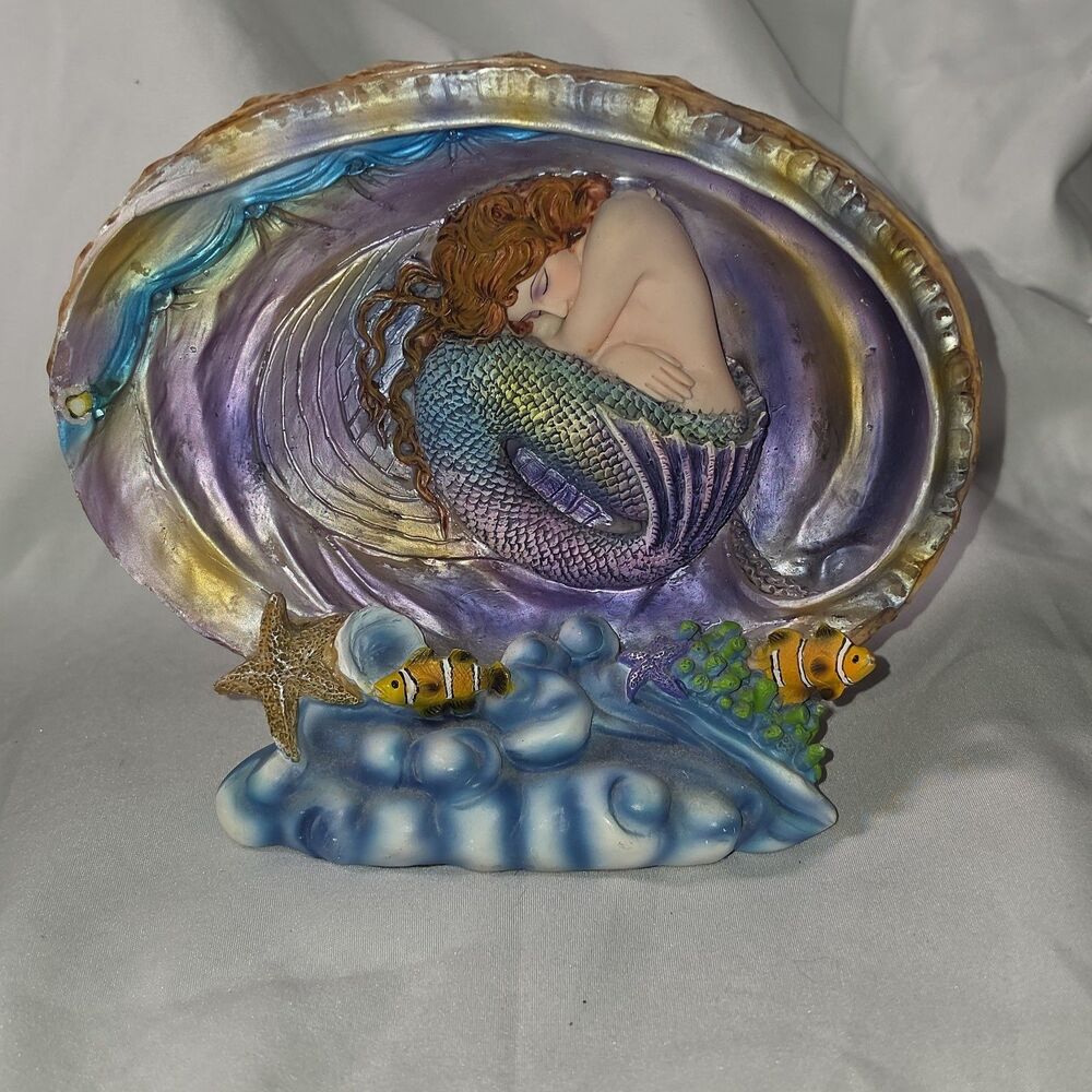 Sheila Wolk Mermaid in Shell Figurine Pacific Giftware Fantasy Ocean 5"